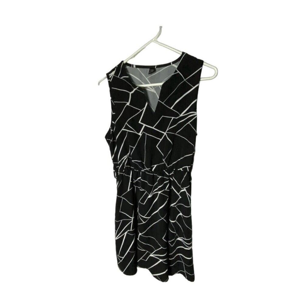 Shein Black White Midi Dress A Line Flair Medium Geometric Concert Night Out‎